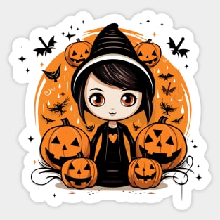 The cute little Halloween witch Sticker